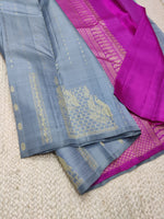Load image into Gallery viewer, Classic Grey &amp; Pink 2gm Zari Elegance Kanchipuram Handloom Silk Saree SS25295
