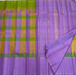 Load image into Gallery viewer, Classic Lavender 1gm Multi Color Zari Checks Elegance Kanchipuram Handloom Silk Saree SS27981

