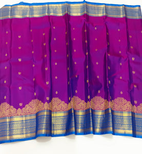 Classic Vadamalli & Azure Blue Kanchipuram Handloom Silk Saree SS25927