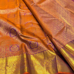 Load image into Gallery viewer, Classic Sunset Orange 1gm Zari Bridal Elegance Kanchipuram Handloom Silk Saree SS27621
