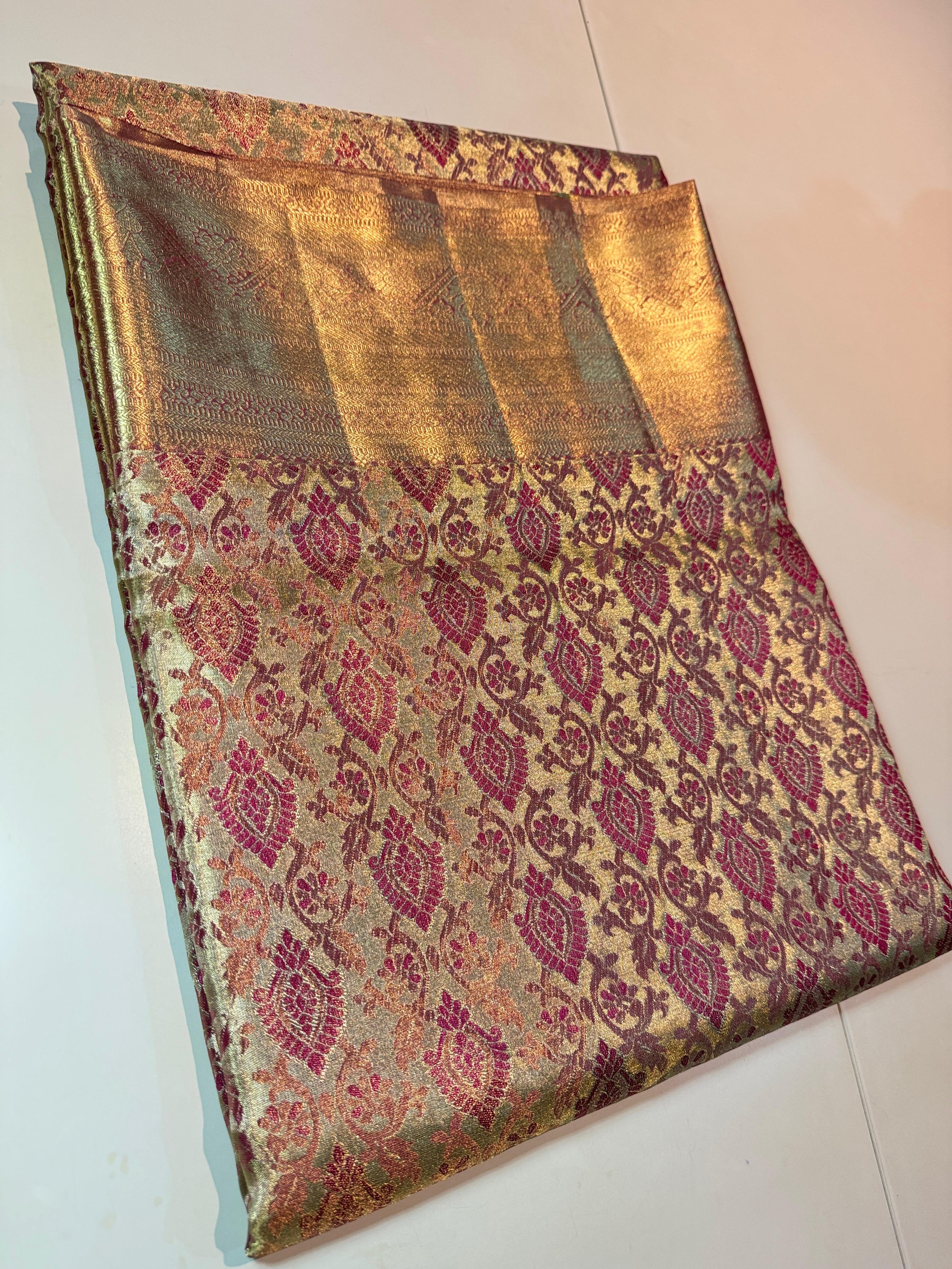 Classic Rose Gold Bridal Elegance Kanchipuram Handloom Silk Saree SS26293