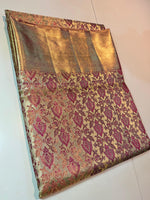 Load image into Gallery viewer, Classic Rose Gold Bridal Elegance Kanchipuram Handloom Silk Saree SS26293
