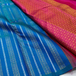 Load image into Gallery viewer, Classic Peacock Blue &amp; Magenta 1gm Zari Elegance Kanchipuram Handloom Silk Saree SS24756
