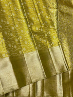 Load image into Gallery viewer, Classic Pastel Olive Green 2gm Zari Bridal Designer Brocade Elegance Kanchipuram Tissue Handloom Silk Saree SS24201
