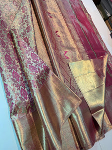 Classic Rose Gold Bridal Elegance Kanchipuram Handloom Silk Saree SS26293