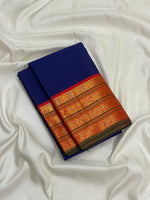 Load image into Gallery viewer, Classic Navy Blue &amp; Fiery Red 1gm Zari Korvai Bridal Elegance Kanchipuram Handloom Silk Saree SS28216
