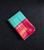 Load image into Gallery viewer, Classic Aqua &amp; Deep Pink Elegance Kanchipuram Handloom Silk Saree SS26910
