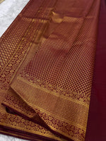 Load image into Gallery viewer, Classic Cherry Red Bridal Elegance Kanchipuram Handloom Silk Saree SS27629
