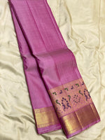 Load image into Gallery viewer, Classic Onion Pink 2gm Zari Paithani Vaira Oosi Checks Kanchipuram Handloom Silk Saree SS26506
