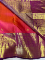 Load image into Gallery viewer, Classic Dual Toned Orange Pink &amp; Vadamalli 2gm Zari Elegance Kanchipuram Handloom Silk Saree SS27824
