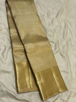 Load image into Gallery viewer, Classic Shimmer Oatmeal Beige Diagonal Rectangular Design Brocade 2gm Zari Bridal Elegance Kanchipuram Handloom Silk Saree SS27479
