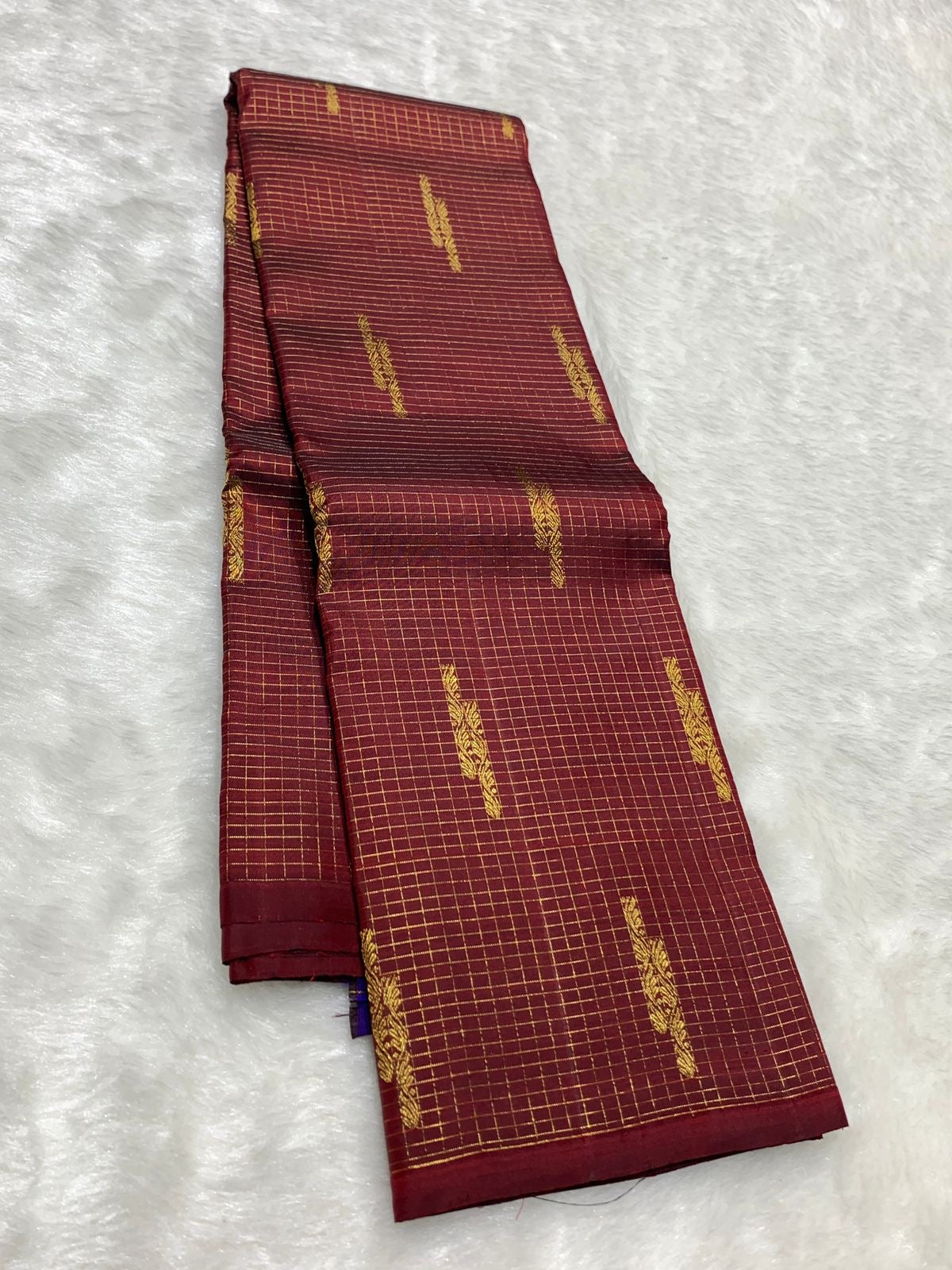 Classic Brick Red 2gm Zari Kanchipuram Handloom Silk Saree SS25974