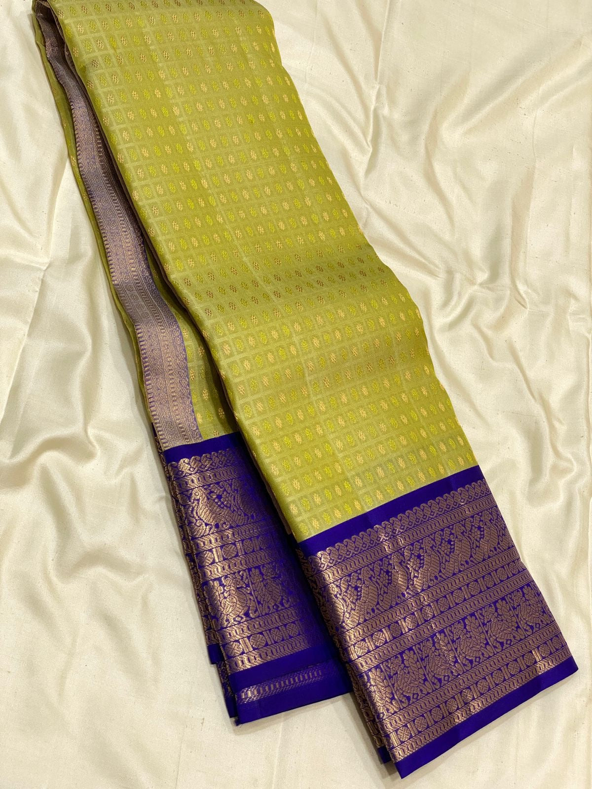 Classic Pastel Green & Robin Blue Elegance Kanchipuram Silk Saree SS24215