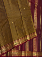 Load image into Gallery viewer, Classic Mustard &amp; Plum Traditional Butta Kanchipuram Handloom Silk Saree SS26594
