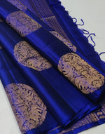 Load image into Gallery viewer, Classic Royal Blue Elegance Handloom Soft Silk Saree SS24279
