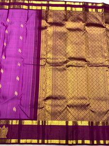 Classic Magenta & Purple Pink 2gm Zari Elegance Kanchipuram Silk Saree SS24012