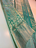 Load image into Gallery viewer, Classic Sea Green Bridal Elegance Kanchipuram Handloom Silk Saree SS26296

