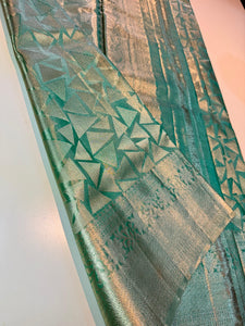 Classic Sea Green Bridal Elegance Kanchipuram Handloom Silk Saree SS26296