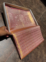 Load image into Gallery viewer, Classic Blush Pink Tint Bridal Elegance Tissue Kanchipuram Handloom Silk Saree SS27988
