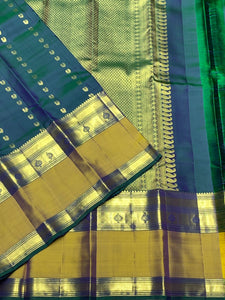 Classic Peacock Green 2gm Zari Elegance Kanchipuram Handloom Silk Saree SS25453