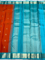 Load image into Gallery viewer, Classic Burnt Orange 2gm Zari Elegance Kanchipuram Handloom Silk Saree SS28251
