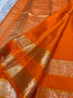 Load image into Gallery viewer, Classic Pumpkin Orange Elegance Kanchipuram Handloom Silk Saree SS27248
