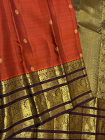 Load image into Gallery viewer, Classic Burnt Orange &amp; Coffee Brown Long Border Vintage Elegance Kanchipuram Handloom Silk Saree SS27184
