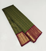 Load image into Gallery viewer, Classic Olive Green &amp; Barn Red 2gm Zari Kanchipuram Handloom Silk Saree SS26000
