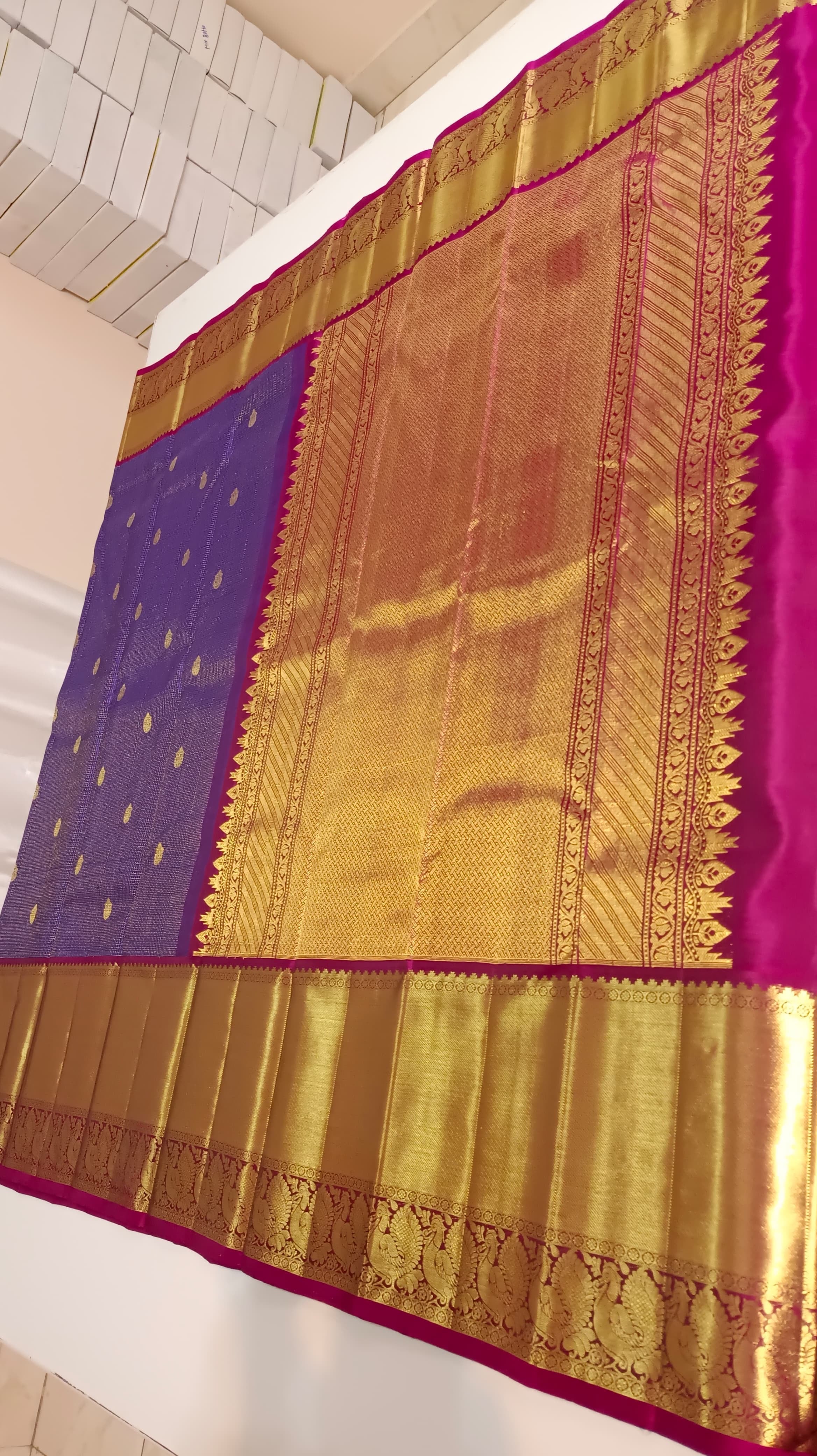 Classic Lavender & Wine Red Elegance Kanchipuram Handloom Silk Saree SS23696