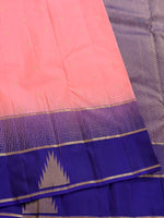 Load image into Gallery viewer, Classic Peach &amp; Steel Blue Elegance Kanchipuram Handloom Silk Saree SS28637
