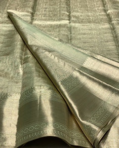 Antique Fern Green 2gm Zari Bridal Elegance Kanchipuram Handloom Silk Saree SS24822