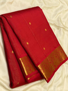 Classic Red 2gm Zari Vaira Oosi Kanchipuram Handloom Silk Saree SS26515