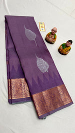 Load image into Gallery viewer, Classic Mauve &amp; Light Grey Kanchipuram Handloom Silk Saree SS25682
