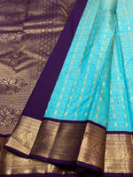 Load image into Gallery viewer, Classic Sky Blue &amp; Violet 1gm Zari Kanchipuram Handloom Silk Saree SS25813
