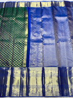 Load image into Gallery viewer, Classic Green &amp; Royal Blue 2gm Zari Bridal Elegance Kanchipuram Handloom Silk Saree SS25268
