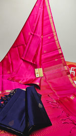 Load image into Gallery viewer, Classic Fuchsia Pink Elegance Handloom Soft Silk Saree SS24143
