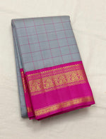 Load image into Gallery viewer, Classic Grey &amp; Deep Pink 2gm Zari Elegance Kanchipuram Handloom Silk Saree SS23550
