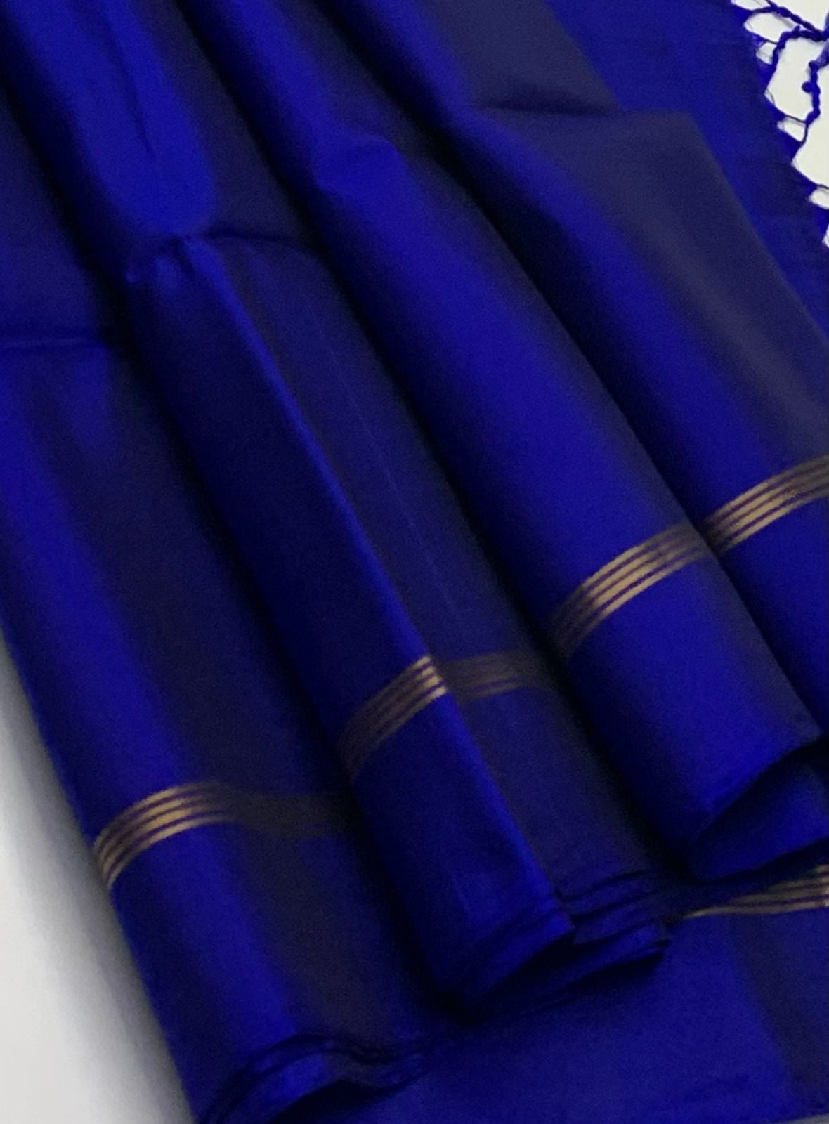 Classic Royal Blue Elegance Plain Handloom Soft Silk Saree SS26128