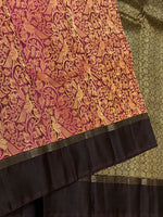 Load image into Gallery viewer, Classic Maroon &amp; Shadow Black 2gm Zari Elegance Kanchipuram Handloom Silk Saree SS24688
