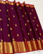 Load image into Gallery viewer, Classic Wine Red &amp; Chilli Red 2gm Zari Elegance Kanchipuram Handloom Silk Saree SS27627
