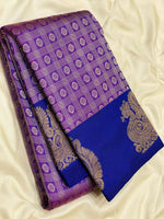 Load image into Gallery viewer, Classic Lavender &amp; Royal Blue 2gm Zari Elegance Kanchipuram Handloom Silk Saree SS24690
