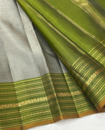 Load image into Gallery viewer, Classic Grey &amp; Olive Green 1gm Zari Elegance Kanchipuram Handloom Silk Saree SS24760
