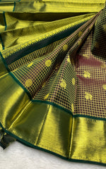 Load image into Gallery viewer, Classic Coffee Brown &amp; Pine Green 2gm Zari Bridal Elegance Kanchipuram Handloom Silk Saree SS27885
