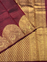 Load image into Gallery viewer, Classic Maroon 2gm Zari Elegance Kanchipuram Handloom Silk Saree SS27997
