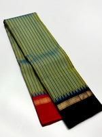 Load image into Gallery viewer, Classic Tea Green &amp; Red Black Elegance Kanchipuram Handloom Silk Saree SS25395
