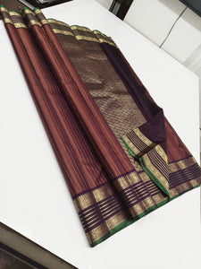 Classic Burnt Brown & Coffee Brown Kanchipuram Handloom Silk Saree SS25678
