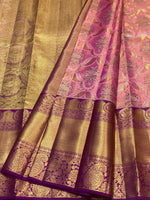 Load image into Gallery viewer, Classic Onion Pink &amp; Vadamalli 2gm Zari Tissue Brocade Bridal Elegance Kanchipuram Handloom Silk Saree SS27095
