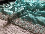 Load image into Gallery viewer, Classic Tinted Blue Handwork Elegance Crushed Tissue Silk Saree SS25698
