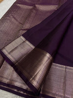 Load image into Gallery viewer, Classic Plum 2gm Zari Vaira Oosi Checks Elegance Kanchipuram Handloom Silk Saree SS25264
