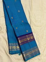 Load image into Gallery viewer, Classic Aegan Blue 2gm Zari Elegance Kanchipuram Handloom Silk Saree SS28282
